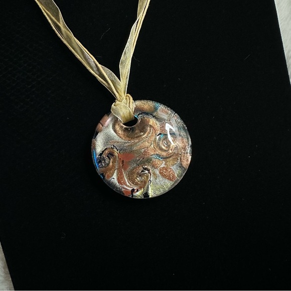 Multi Color Glass Brown Pendant Necklace - Picture 2 of 8